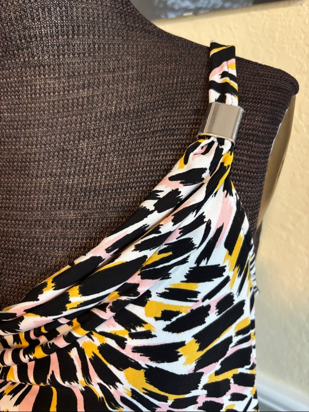 White House Black Market Black, White, Pink & Yellow Cowl-Neck lounging set  S